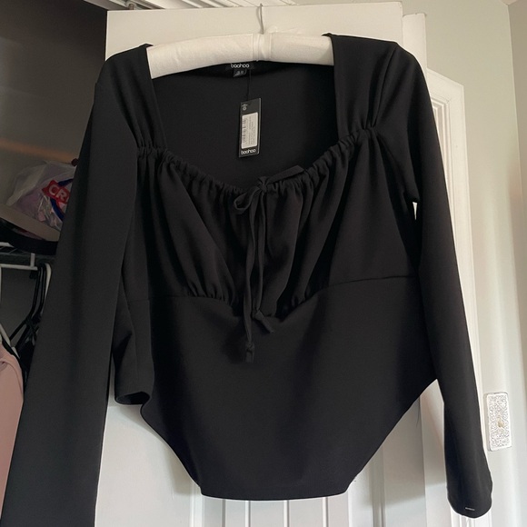 Black Long Sleeve Corset Top - Picture 2 of 7